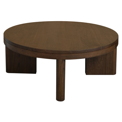 Apollo Solid Mindi Timber Round Coffee Table (Walnut)