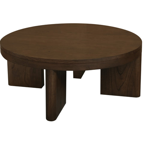 Apollo Solid Mindi Timber Round Coffee Table (Walnut)