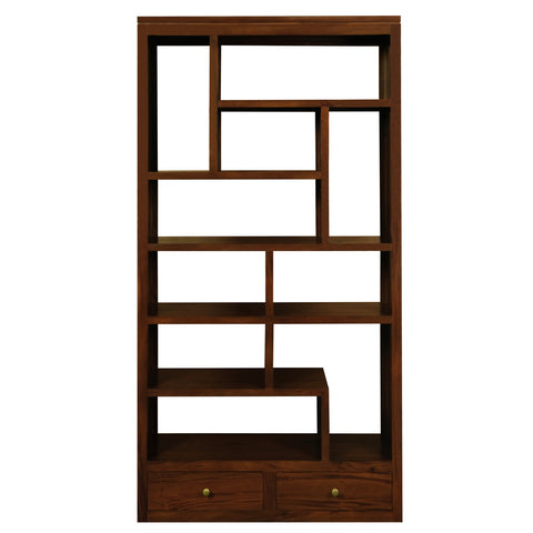 Amsterdam 10 Cube Shelf with 2 Drawer (Mahogany)