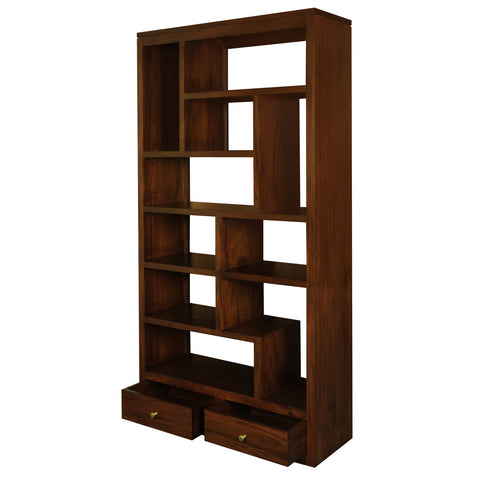 Amsterdam 10 Cube Shelf with 2 Drawer (Mahogany)