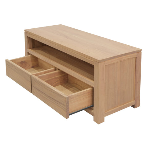 Amsterdam 2 Drawer Solid Mindi Timber Entertainment Unit (Natural)