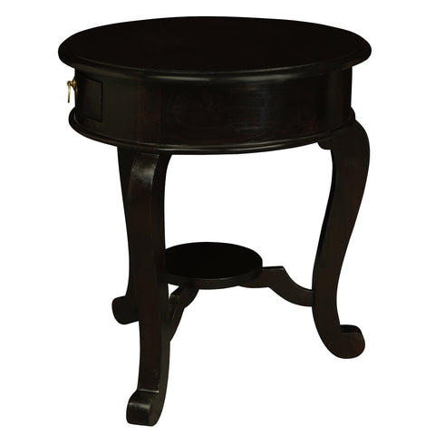 Round Cabriol Leg 1 Drawer Lamp Table