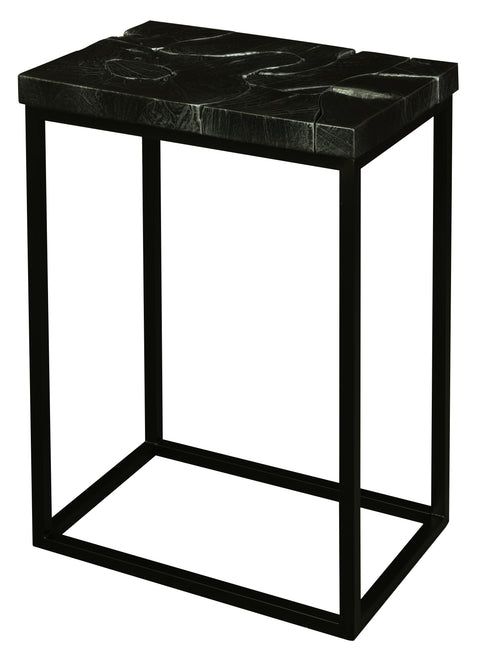 Leon Reclaim Teak Lamp Table (Black Silver)