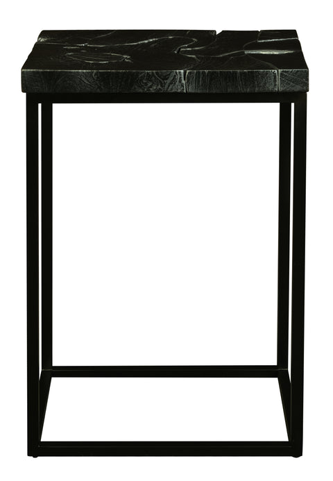 Leon Reclaim Teak Lamp Table (Black Silver)