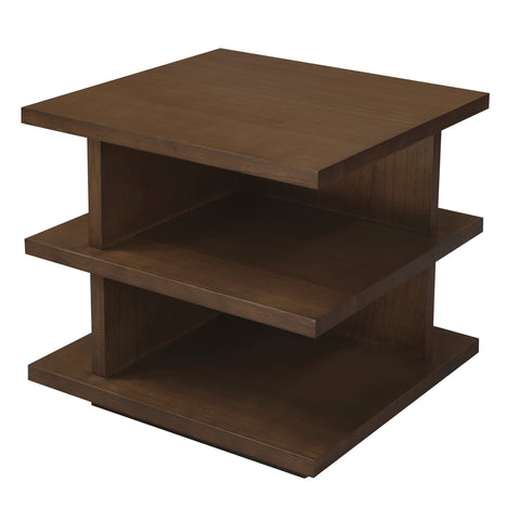 Hudson Oversized Square Side Table with Tiered Shelves