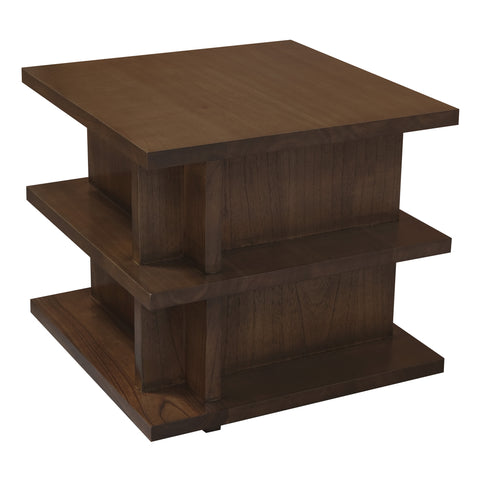 Hudson Oversized Square Side Table with Tiered Shelves