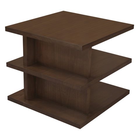 Hudson Oversized Square Side Table with Tiered Shelves