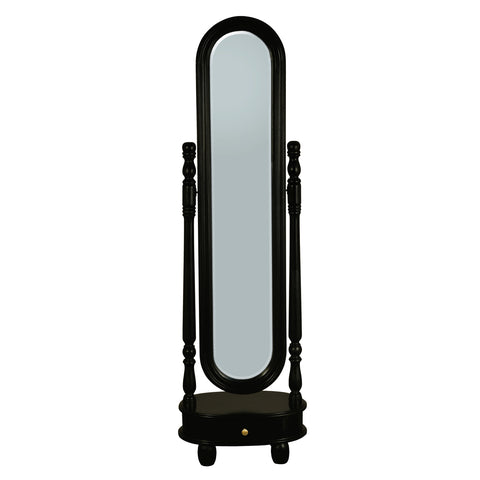 Sierra 1 Drawer Oval Mirror Stand (Black)