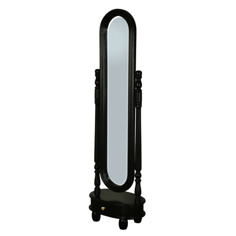 Sierra 1 Drawer Oval Mirror Stand (Black)