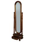 Sierra 1 Drawer Oval Mirror Stand (Mahogany)