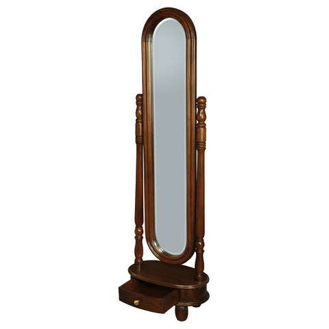 Sierra 1 Drawer Oval Mirror Stand (Mahogany)