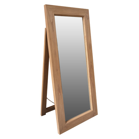 Manhattan Solid Mindi Timber Rectangular Mirror with Stand 65 x 150 cm