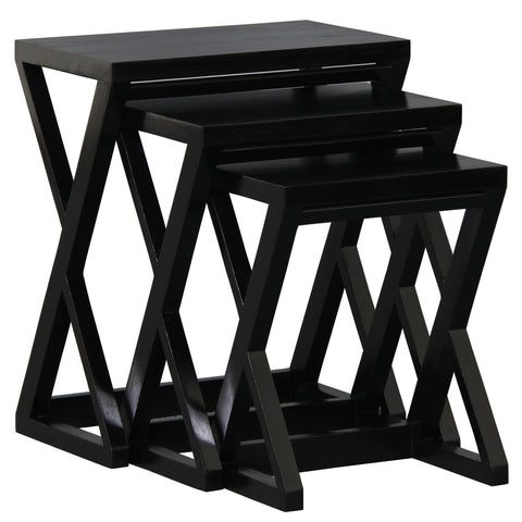 Manhattan Solid Mahogany Nest of Table (Black)