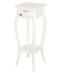 Queen Anne 1 Drawer Plant Stand (White)