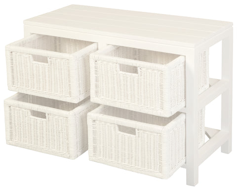 Rattan 4 Drawer Cabinet (White)