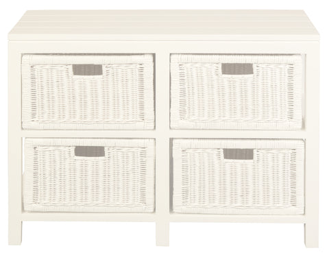 Rattan 4 Drawer Cabinet (White)