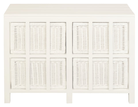 Rattan 4 Drawer Cabinet (White)