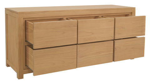 Amsterdam 6-Drawer Solid White Cedar Wood Dresser