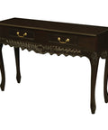 Jepara 2 Drawer Carved Sofa/Hall Table (Chocolate)