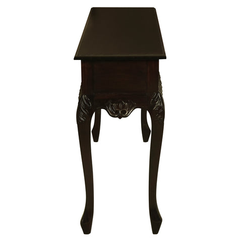 Jepara 2 Drawer Carved Sofa/Hall Table (Chocolate)