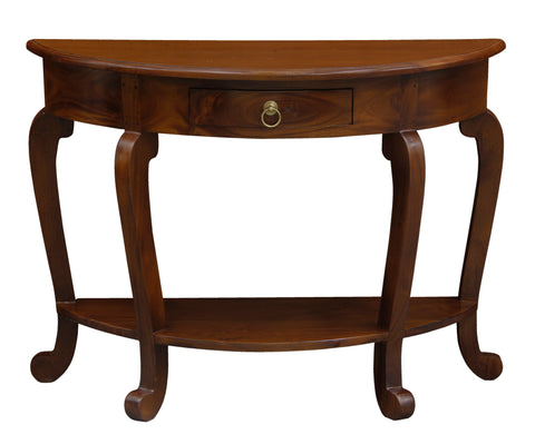 Cabriol Leg 1 Drawer Half Round Sofa Table