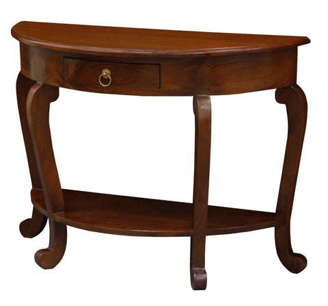 Cabriol Leg 1 Drawer Half Round Sofa Table