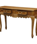 Jepara 2 Drawer Carved Sofa/Hall Table (Light Pecan)