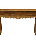 Jepara 2 Drawer Carved Sofa/Hall Table (Light Pecan)