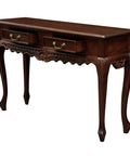 Jepara 2 Drawer Carved Sofa/Hall Table (Mahogany)