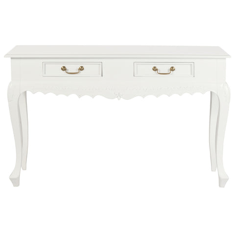Jepara 2 Drawer Carved Sofa/Hall Table (White)