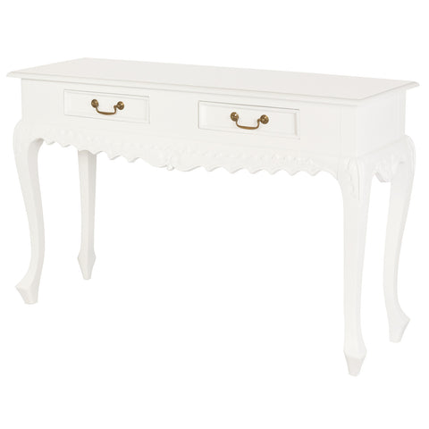 Jepara 2 Drawer Carved Sofa/Hall Table (White)