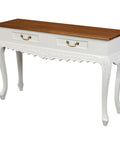 Jepara 2 Drawer Carved Sofa/Hall Table (White Caramel)