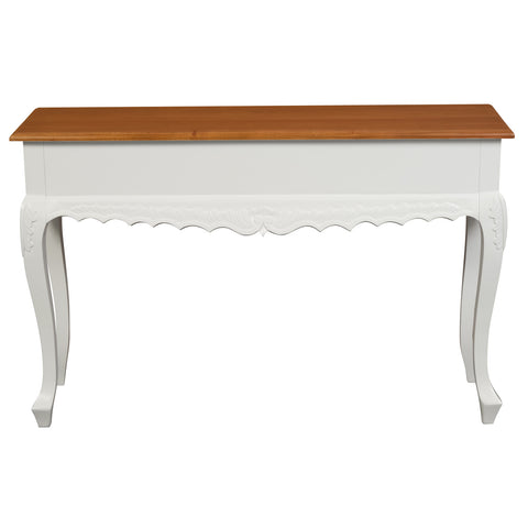 Jepara 2 Drawer Carved Sofa/Hall Table (White Caramel)