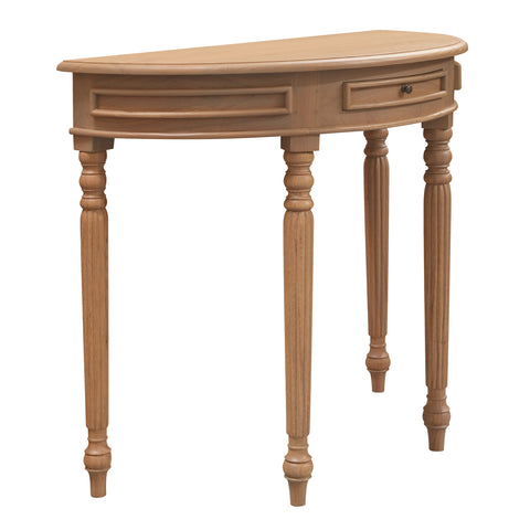 Nueva Solid Mindi Timber Turn Leg Half Round Sofa Table