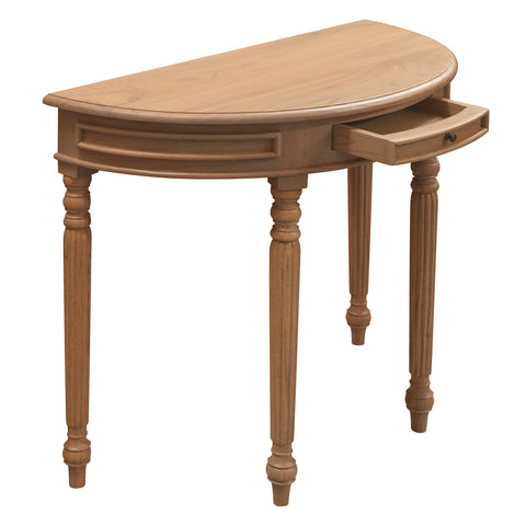 Nueva Solid Mindi Timber Turn Leg Half Round Sofa Table