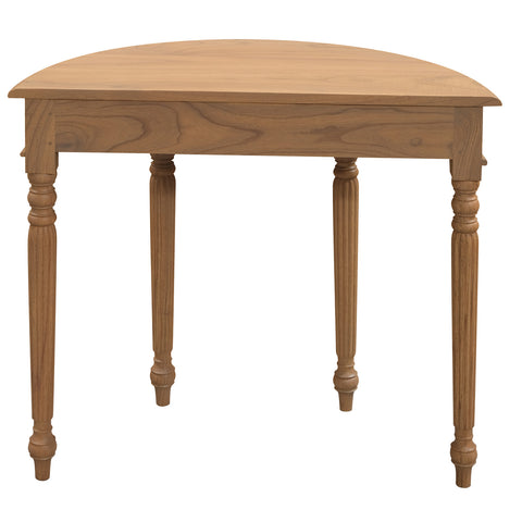 Nueva Solid Mindi Timber Turn Leg Half Round Sofa Table